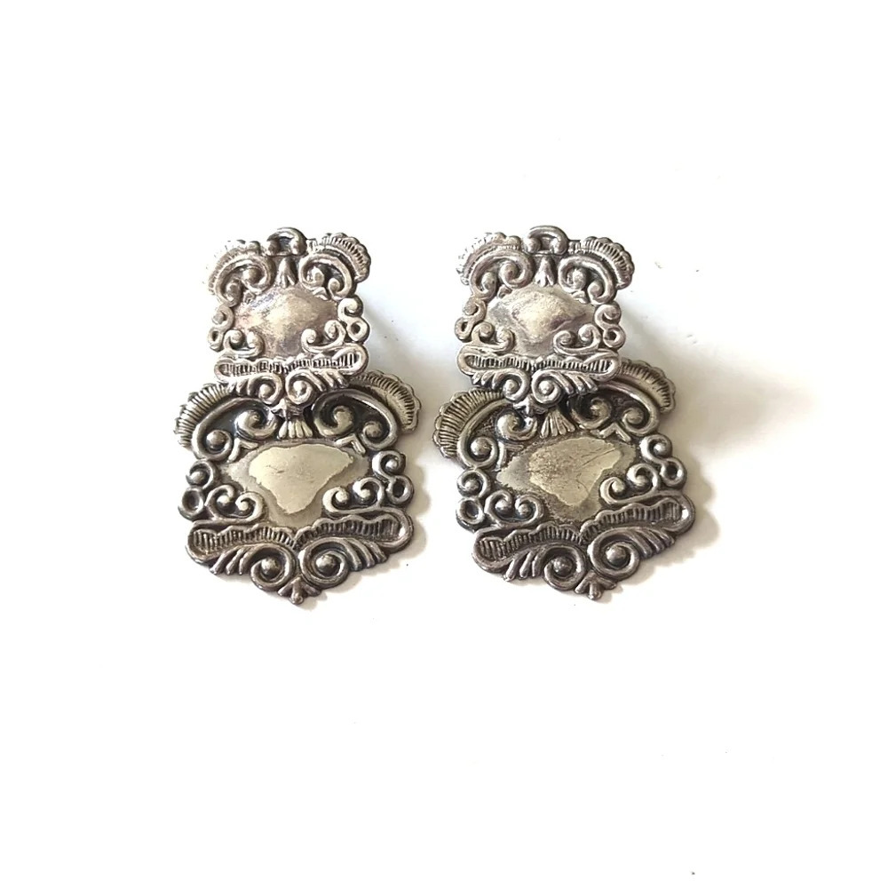 Vintage Sterling Silver Etruscan Earrings